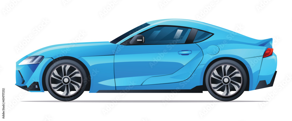 Car vector illustration. Coupe car side view isolated on white background
