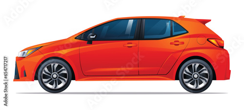Car vector illustration. Hatchback car side view isolated on white background