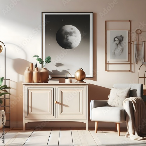 Modern interior showcasing a minimalist living room setting.