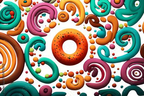 colorful abstract background with donut pattern photo