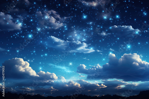 Photo of a breathtaking night sky filled with stars and drifting clouds