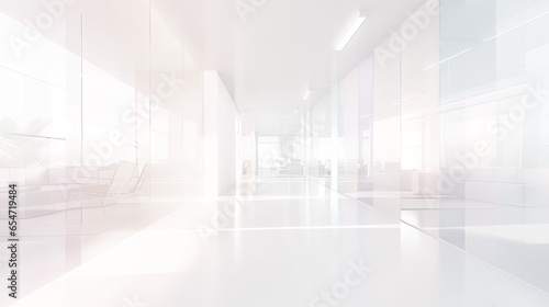 Light color blurred modern office interior background. AI generated