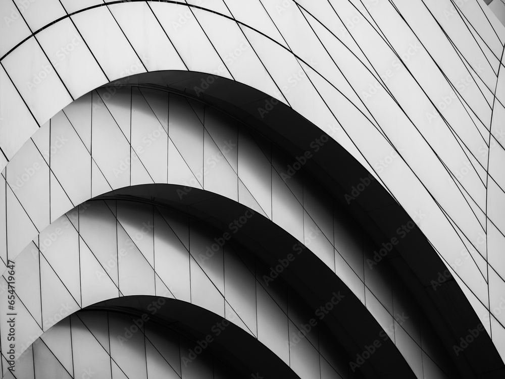 Obraz premium Steel wall tile Curve Modern Building exterior Architecture details