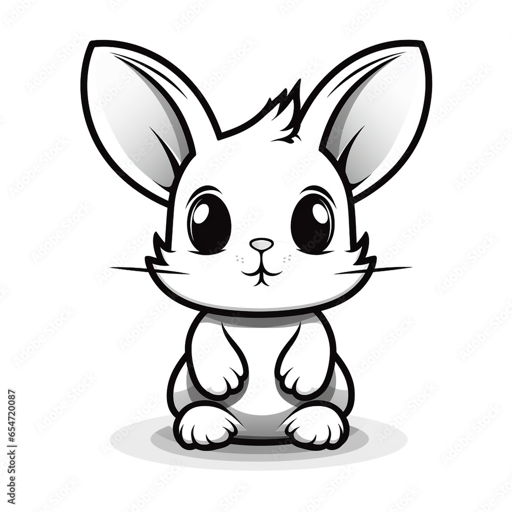 Cartoon illustration of a cute rabbit isolated on white background. Rabbits look cheerful and have wide ears. Cartoon illustration of a cute rabbit isolated on white background. Rabbits look cheerful and have wide ears.