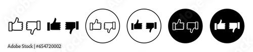 Thumbs up and thumbs down icon. Like dislike symbol set. Social media rating or feedback system vector. Thumbs up or down represent ok or not ok, good or bad line sign. Bad or poor vs nice vote button