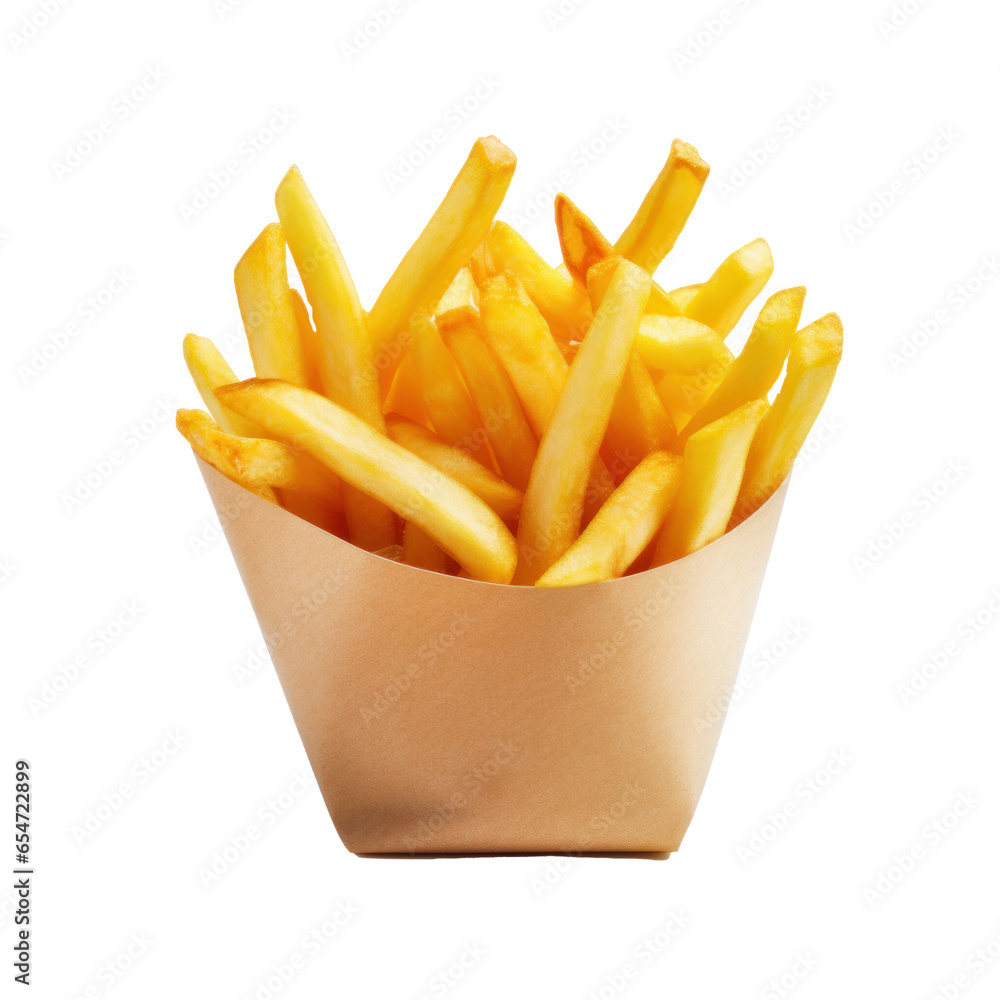 French potato fries isolated on white background French potato fries isolated on white background
