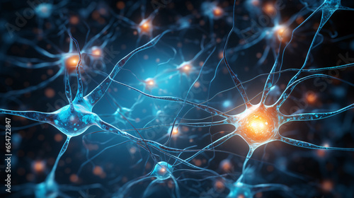 An Active Nerve Cell Neuron , Elegantly Sending Signals in a Mesmerizing Display of Neuroactivity, Synaptic Harmony, and Cellular Connectivity