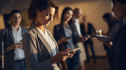 group of people using mobile phones, and tablets, Businesswomen using tablets photo