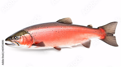 red trout on a white background - fresh fish on white background photo