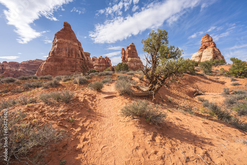 hiking the chesler park loop trail, canyonlands national park, usa photo
