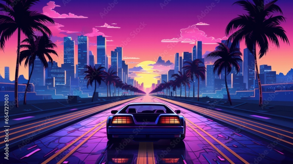 A retro-style arcade racing game with pixel art graphics reminiscent of ...