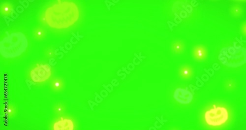 4K Animated Colorful Style Scary Halloween pumpkins Motion Pattern Isolated on Green Screen 
