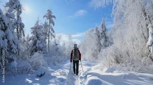 Snowshoeing. Peaceful walks through snow-covered landscapes