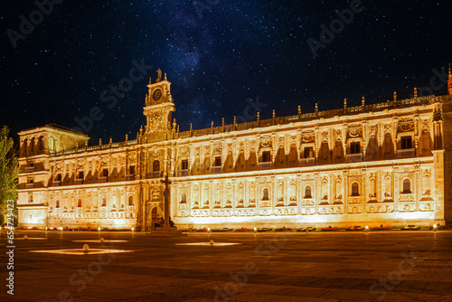 San Marcos Convent by Night in Leon, Spain: A Tranquil Heritage