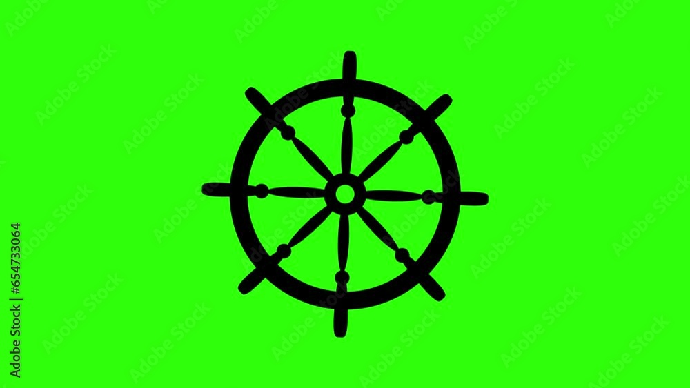 steering wheel of the ship turning, animated boat steering wheel