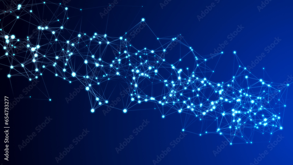 Fototapeta premium Abstract digital science background. A stream of luminous particles. Big data visualization. 3d rendering.