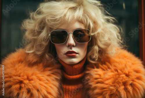 90s young woman in sunglasses and a fur coat © JuanM