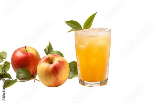 Pure Apple Juice in a Glass Isolated on White Background.