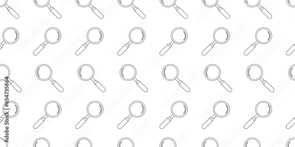 outline Magnifying glass seamless pattern outline Magnifying glass seamless pattern