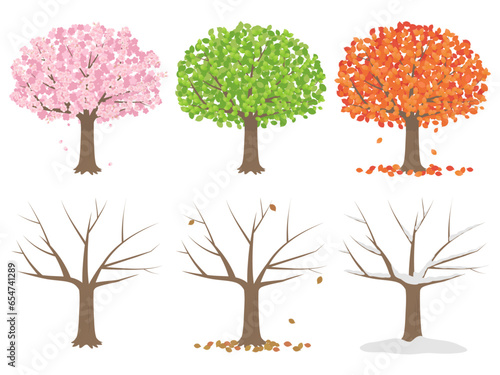 季節の木のセット_ベクターイラスト