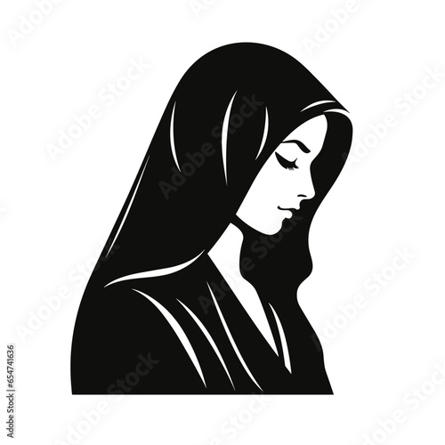 vector illustration of cute Our Lady Virgin Mary Mother of Jesus, Holy Mary, printable, suitable for logo, sign, tattoo, laser cutting, sticker and other print on demand