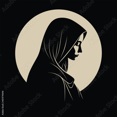 vector illustration of cute Our Lady Virgin Mary Mother of Jesus, Holy Mary, printable, suitable for logo, sign, tattoo, laser cutting, sticker and other print on demand