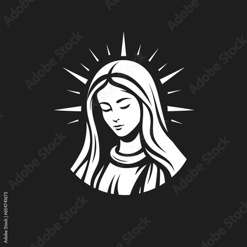 vector illustration of cute Our Lady Virgin Mary Mother of Jesus, Holy Mary, printable, suitable for logo, sign, tattoo, laser cutting, sticker and other print on demand