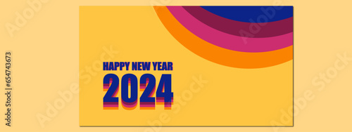 Happy New Year 2024 design. Templates of business diary for 2024 with wishes. Premium vector design for poster, banner, greeting and New Year 2024 celebration.