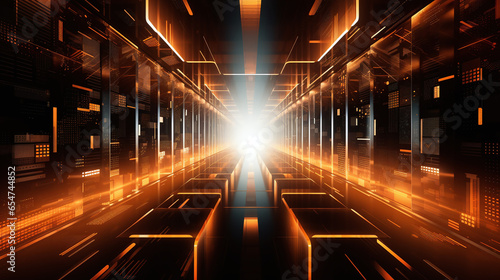 futuristic dark astro scene of a digital data storage