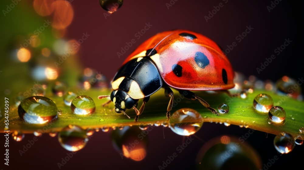 Naklejka premium Macro Photography of a Ladybug