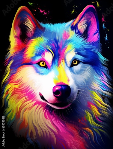 Chromatic Husky: Dog with Colorful Fur