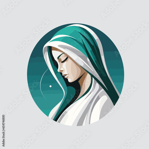 vector illustration of Our Lady Virgin Mary Mother of Jesus,  Holy Mary, printable, suitable for logo, sign, tattoo, laser cutting, sticker and other print on demand