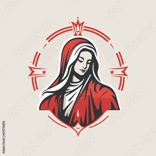 vector illustration of Our Lady Virgin Mary Mother of Jesus,  Holy Mary, printable, suitable for logo, sign, tattoo, laser cutting, sticker and other print on demand