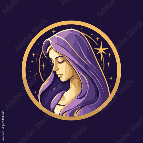vector illustration of Our Lady Virgin Mary Mother of Jesus,  Holy Mary, printable, suitable for logo, sign, tattoo, laser cutting, sticker and other print on demand