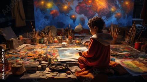 child, child art, paint, young model, kid painting © U-Studio