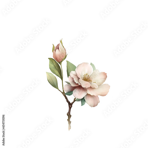 Floral branch for creating greeting cards. Hand drawn  isolated on a white background