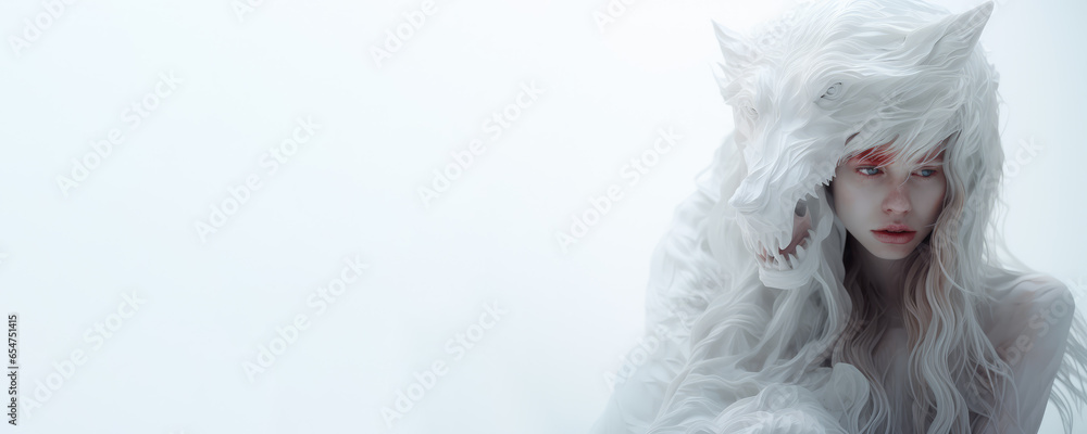 Frozen Feelings: Wolf-Masked Beauty, Generative AI