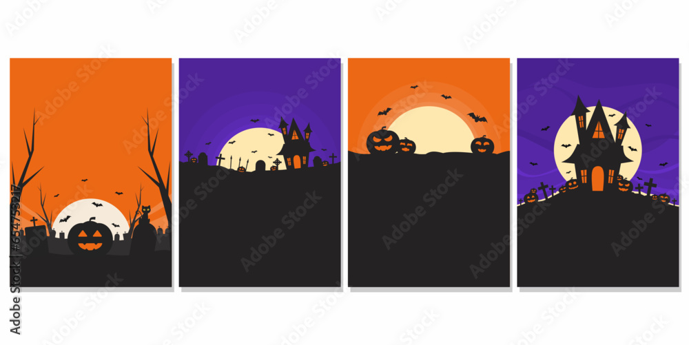 set of halloween poster template with copy space for text on white background suitable for halloween event invitation or greeting