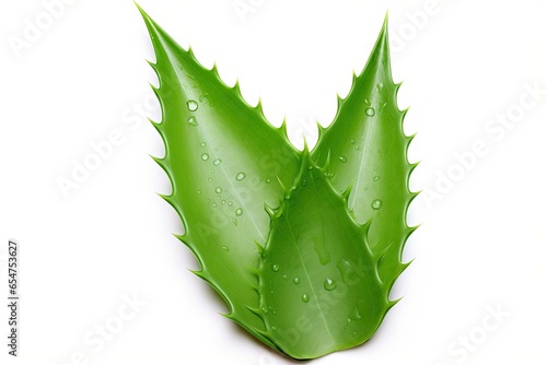 Top view of isolated Aloe vera leaves on white background with slices