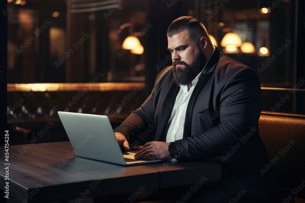 plus size manager using laptop computer on the go plus size manager using laptop computer on the go