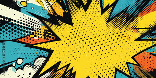 VIntage retro comics boom explosion crash bang cover book design with light and dots. Can be used for decoration or graphics. Graphic Art.