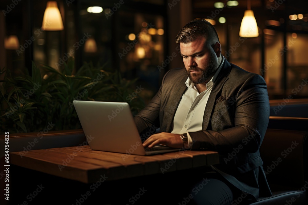 plus size manager using laptop computer on the go plus size manager using laptop computer on the go