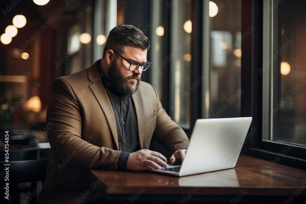 plus size manager using laptop computer on the go plus size manager using laptop computer on the go