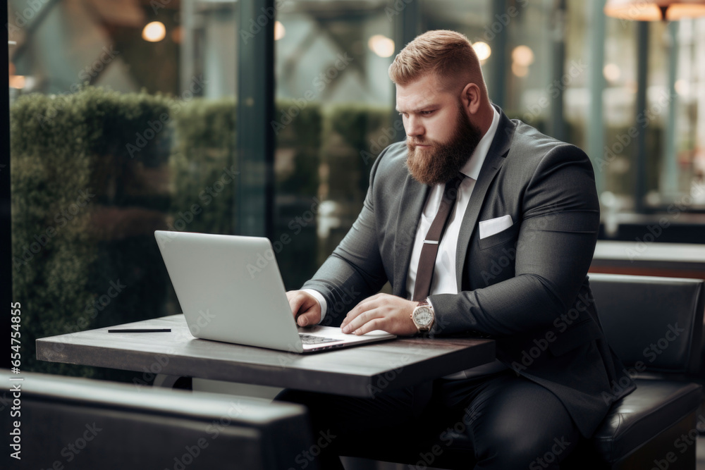 plus size manager using laptop computer on the go plus size manager using laptop computer on the go