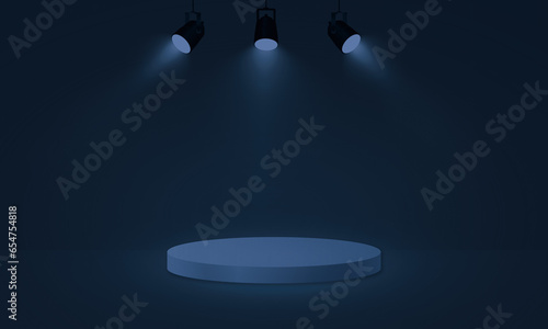 spotlight on stage Futuristic Minimal podium stage display mockup product presentation neon light scene for empty product dispaly background
