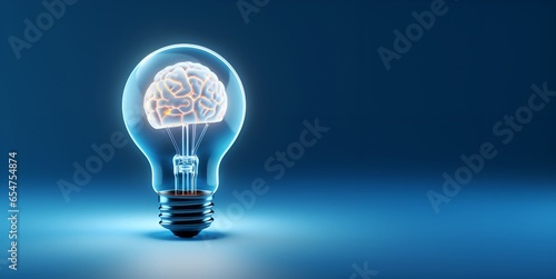 brain in lamp idea concept blank space, ai generative