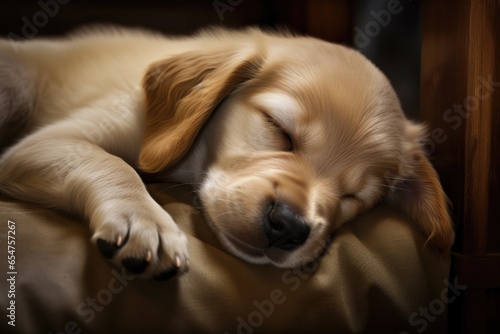 cute puppy dog sleeping on soft inside
