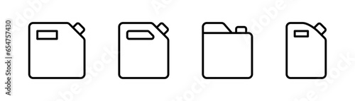 Jerry can line icon. Outline jerry can icon set. Gasoline canister. Fuel container in line. Gasoline jerry can sign. Stock vector illustration.