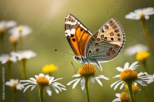 A closeup view of butterfly on a flower, a beautiful view. © sungat