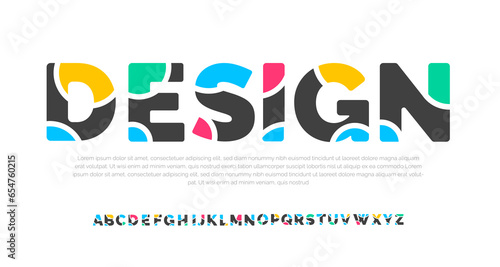 Modern creative minimal abstract digital colorful alphabet font design template set. Minimal Fashionable technology typography, Creative urban sport fashion futuristic font design. vector illustration